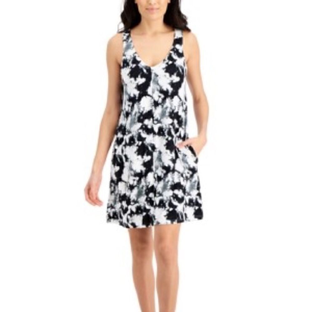 Jenni Black & White Tie Dye Chemise Tank Nightgown Women's Small NWT